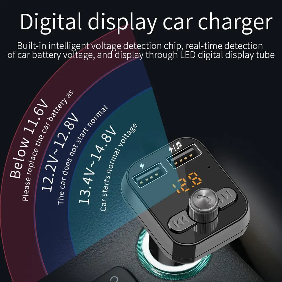 Auto MP3 Player U Disk Type Dual USB Charging Cigarette Lighter FM Transmitter Handsfree Car Kit Digital Display