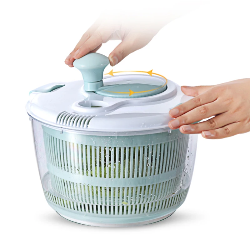 Zulay Kitchen Salad Spinner Large 5L Capacity - Manual Lettuce Spinner with Secure Lid Lock & Rotary Handle - Easy to Use Salad Spinners with Bowl