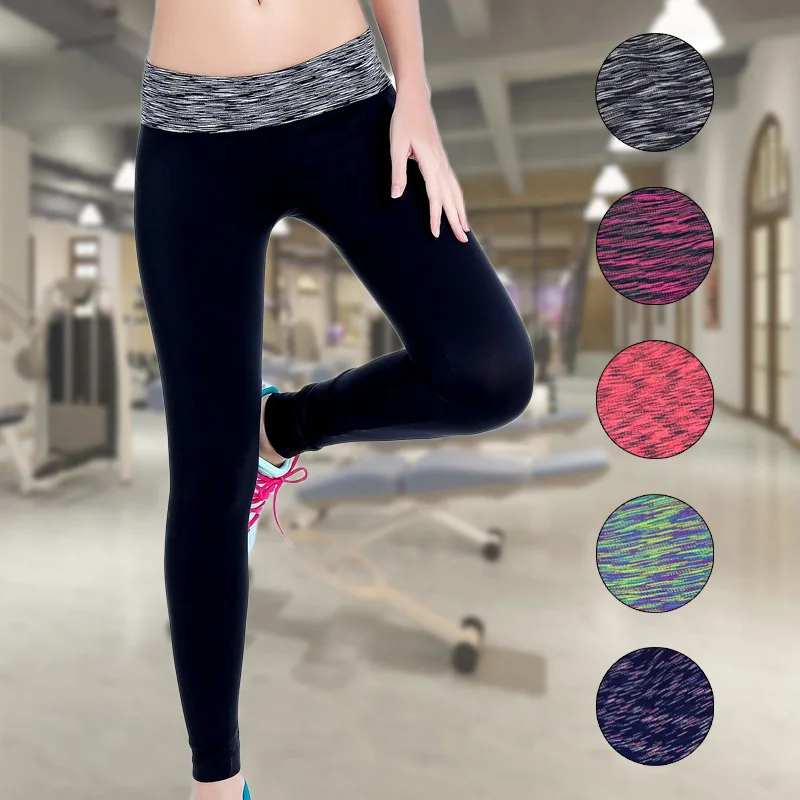 

Profession Quick-Dry Sports Running Fitness Pants Women's Outdoor Segment Dyed Tight Slimming Ultra-stretch Yoga Ninth Pants