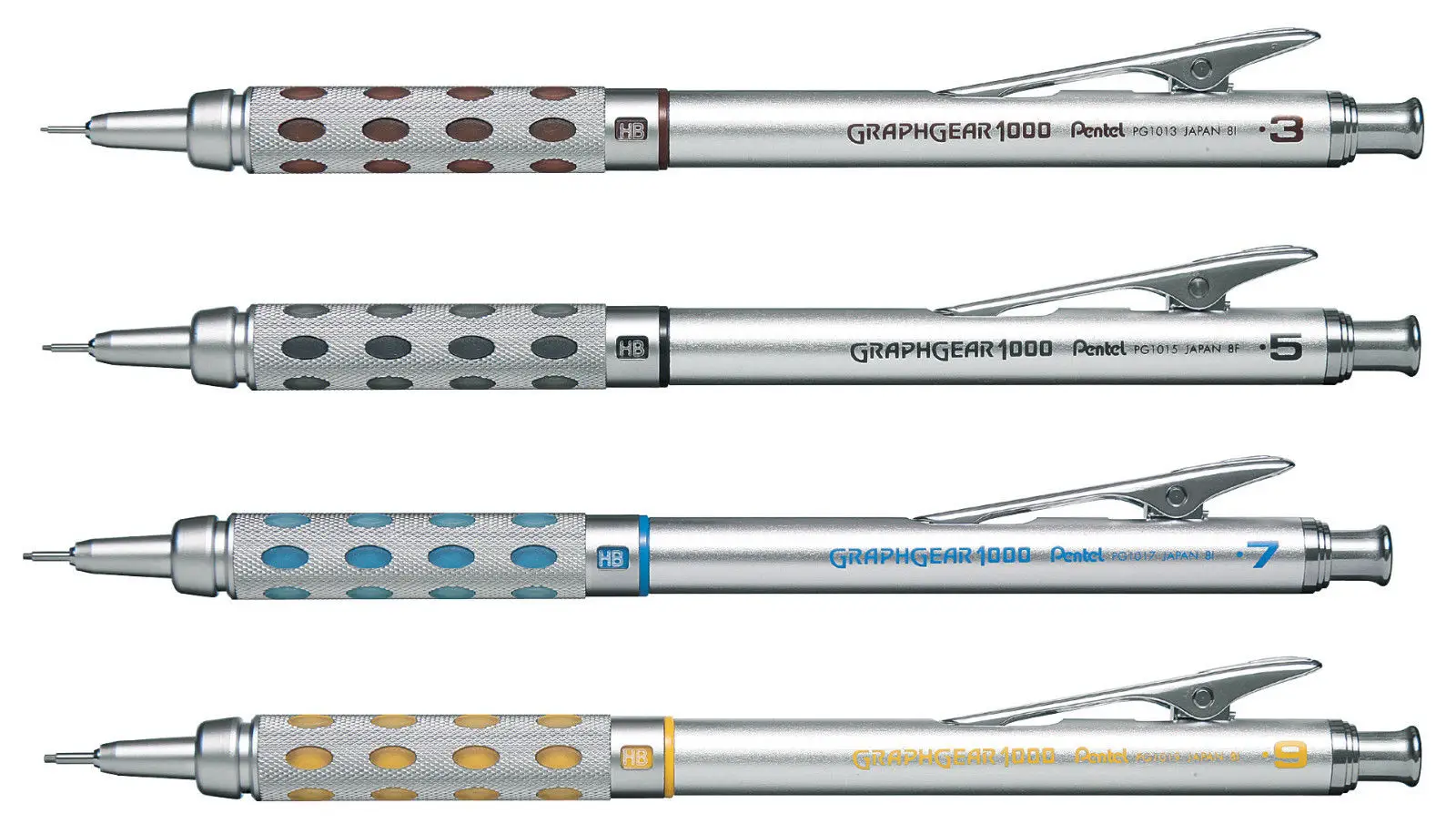Набор механических чертежных карандашей 4 Pentel GRAPHGEAR 1000 PG1013/15/17/19 (0 3/0 5/0 7/0 9 мм)