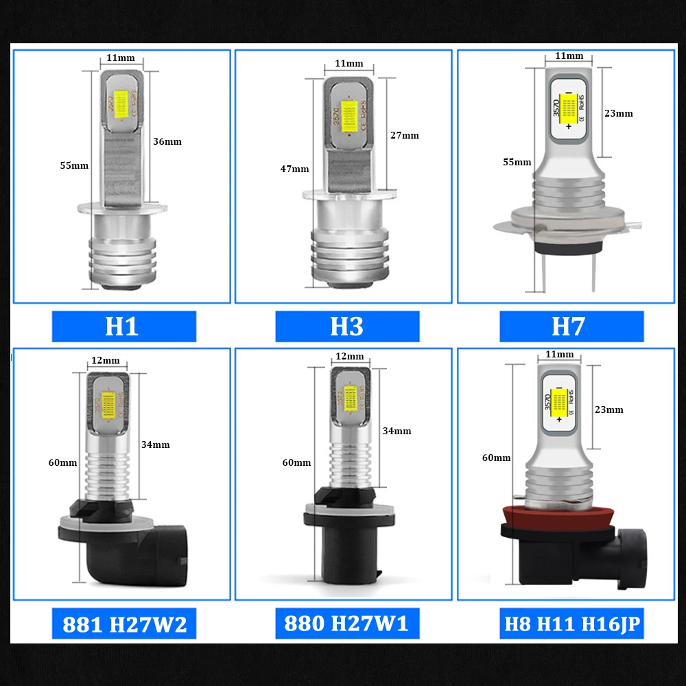 2 шт. H8 H11 H16 светодиодный лампы H10 HB3 9005 HB4 9006 P13W 880 881 H27W1 H27W/комплект одежды из 2 предметов: X 24 Вт 2504 H7 H1 H3 светодиодный туман светильник лампочка 6000 k/3000 k