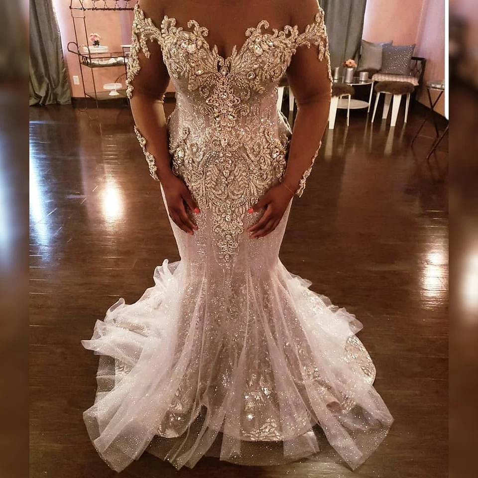 Vestido de noiva свадебное платье русалки Иллюзия невесты платье abiti da sposa robe de Marie dos