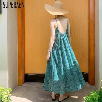 

SuperAen Korean Style Sleeveless Dress Female Summer 2020 New V-neck Ladies Dress Sexy Fashion Beach Women Clothing