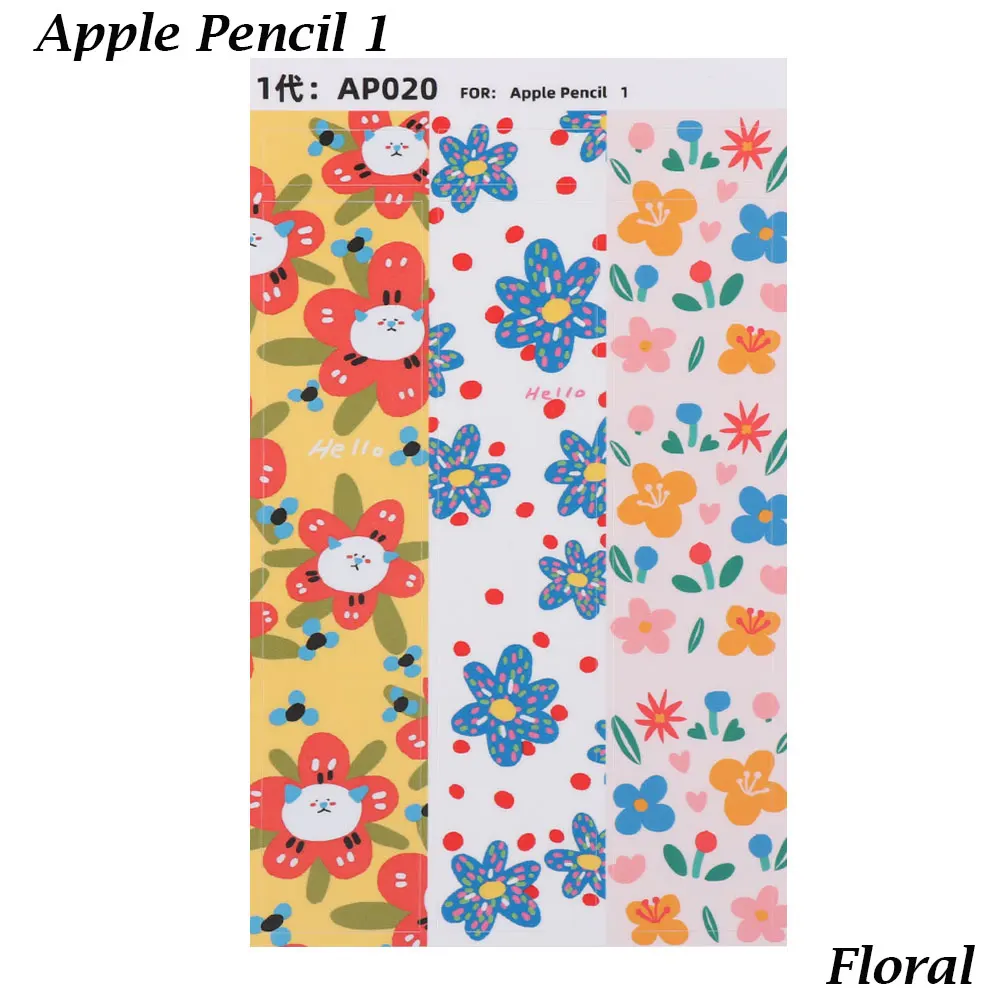 For 1-floral 1 шт Нескользящая Защитная бумажная наклейка s для Apple Pencil 1 2 Устойчивый к царапинам ультра тонкие нарисованные наклейки Стилус ручка с наклейками - Цвета: For 1-floral
