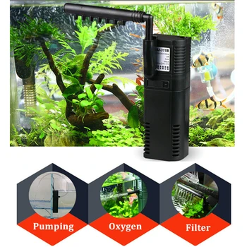 

3 in 1 Mini Aquarium Internal Filter Multi-function Submersible Aqurium Water Pump Filter Add Oxygen For Fish Turtle Tank