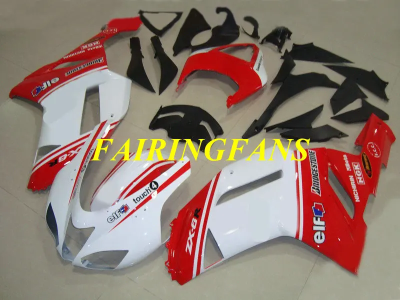 Injection Mold Fairing Body Kit For Kawasaki Ninja Zx6r 636 07 08 Zx 6r 2007 2008 Abs Red White