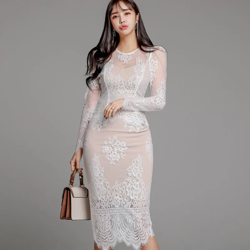 

Set 2020 Spring New Products Debutante Elegant Lace Upper Garment + Slim Fit Sheath Skirt Two-Piece Women's