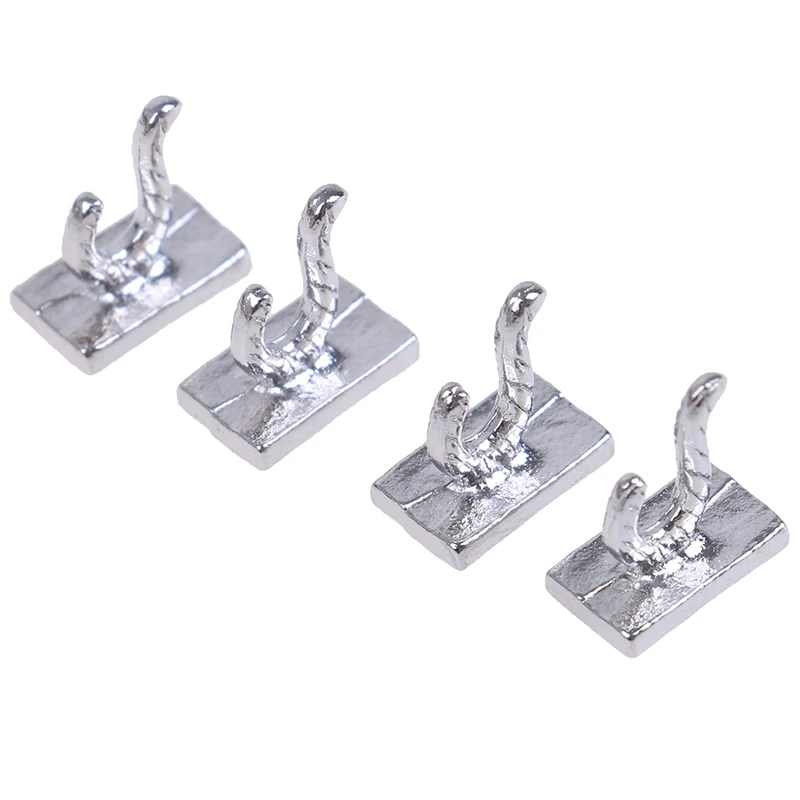 4Pcs 1:12 Dollhouse Miniature Clothes Coat Hook Rack Metal Wall Hanger Dollhouse Bathroom Accessories 6