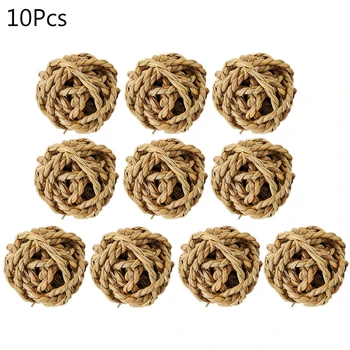 

10Pcs Natural Small Animal Hamster Ball Rabbits Activity Chew Toys Rattan Grass Ball for Gerbils Bunny Guinea Pigs