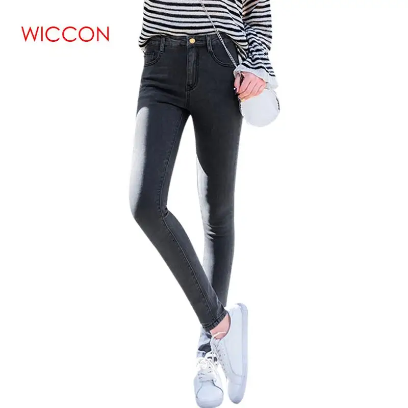 Retro Female Jeans Female Solid Straight Pant Ankle-Length Jeans Casual Button Fly Pencil High Waist Light Jean Spring Wear