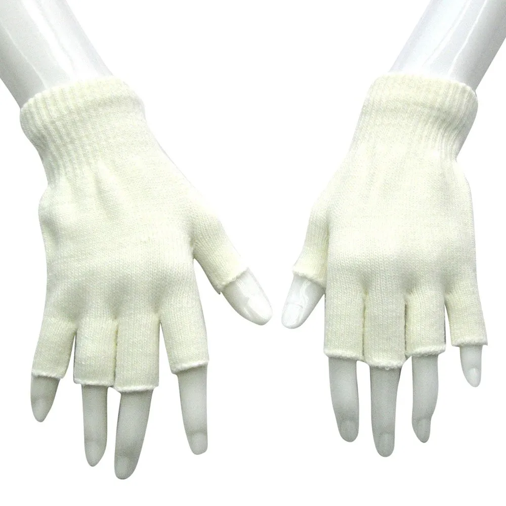 Зимние перчатки без пальцев перчатки унисекс митенки без пальцев вязаные крючком половинчатые пальцы взрослые теплые зимние