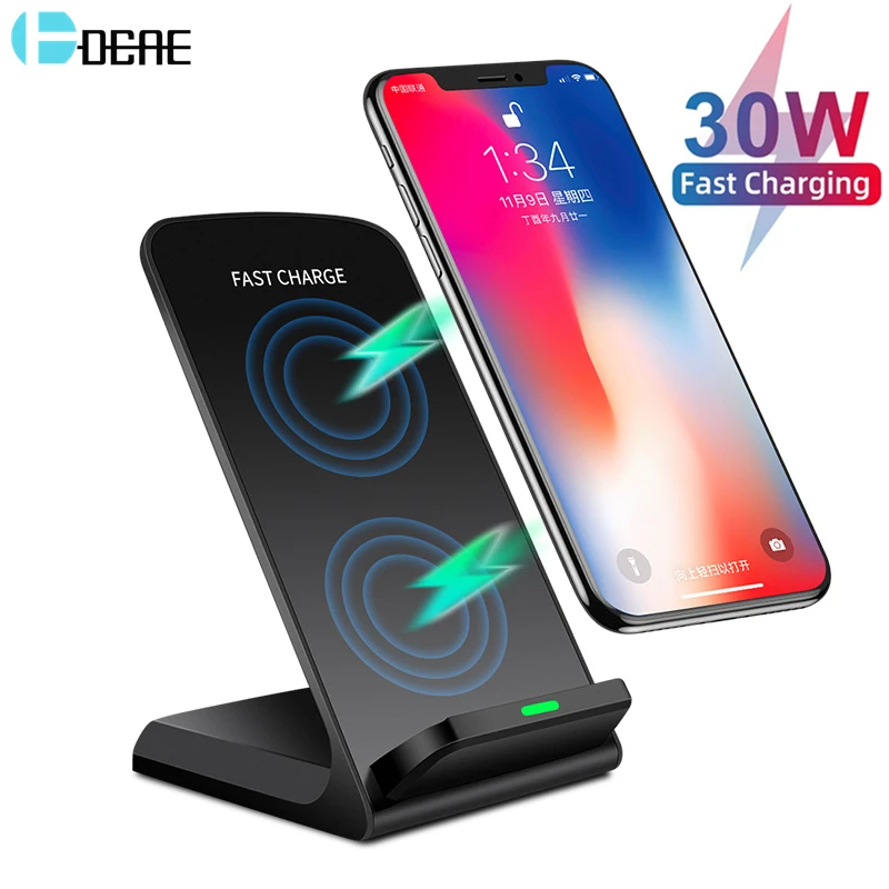  DCAE Quick 30W Qi Wireless Charger Dock Station For iPhone 14 13 12 11 Pro Max Mini XS XR 8 Samsung S22 S21 Fast Charging Stand 