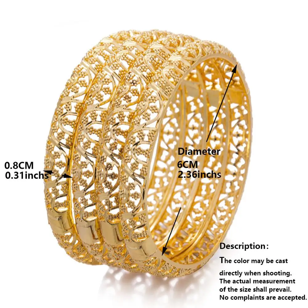 Bangle Bracelet 24K Luxury Gold Color Bangles For Women