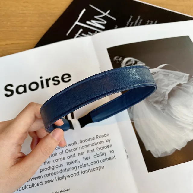 Vintage PU Leather Headband Hairbands Solid Headwear for Women Girls Fashion Hair Band Chic Hair Hoop Hair Accessories 6