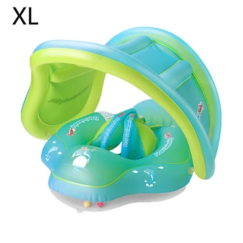 

Baby Swimming Float Inflatable Baby Pool Float Ring Newest with SunShade Visor Canopy with No Flip Over Tail