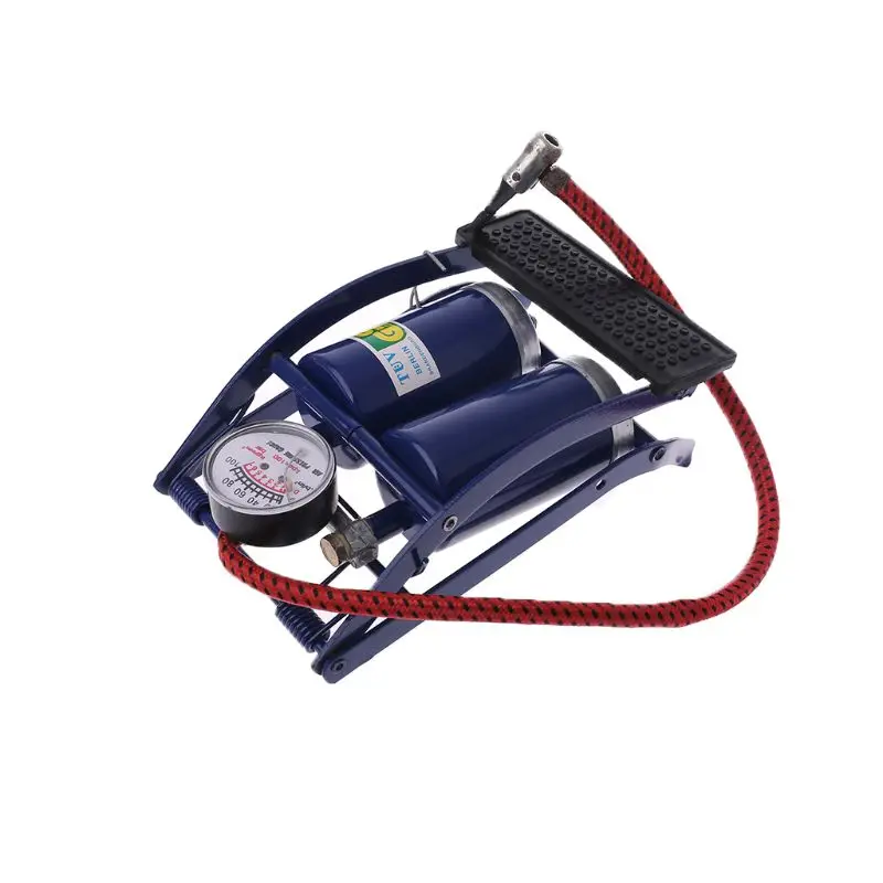 

Double Twin Barrel Cylinder Air Inflator Foot Pump Car Van Bicycle Bike Tyre