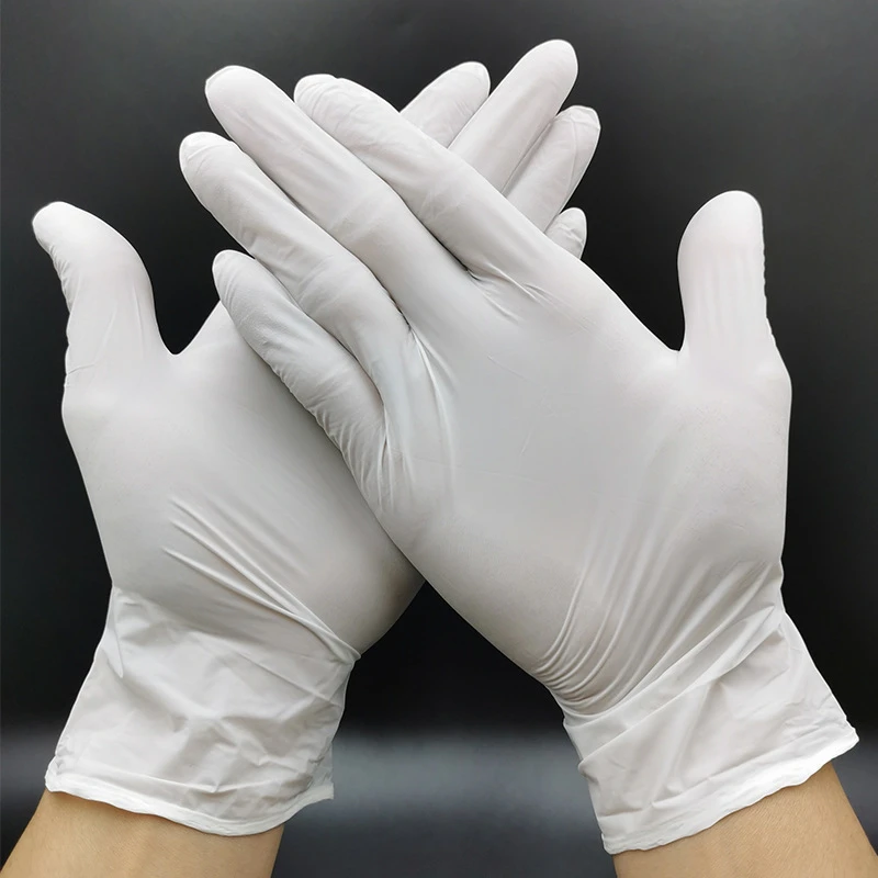 Guantes desechables de nitrilo de látex blanco, guantes de universales para izquierda y derecha, cocina, examen impermeable, para el hogar| - AliExpress