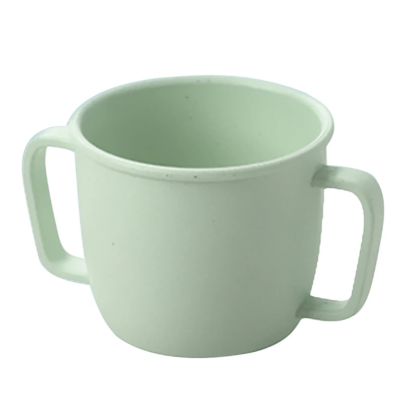Пшеничная соломенная Экологичная чашка для воды для детей, чашка для завтрака с двойной ручкой, Экологичная чашка для молока и напитков для детей - Цвет: green