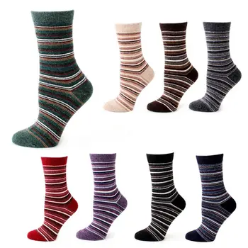 

Women Women Girls Harajuku Winter Thickened Fleece Mid-Calf Long Ankle Socks Geometric Striped Printed Colorful Knitted Tube 8