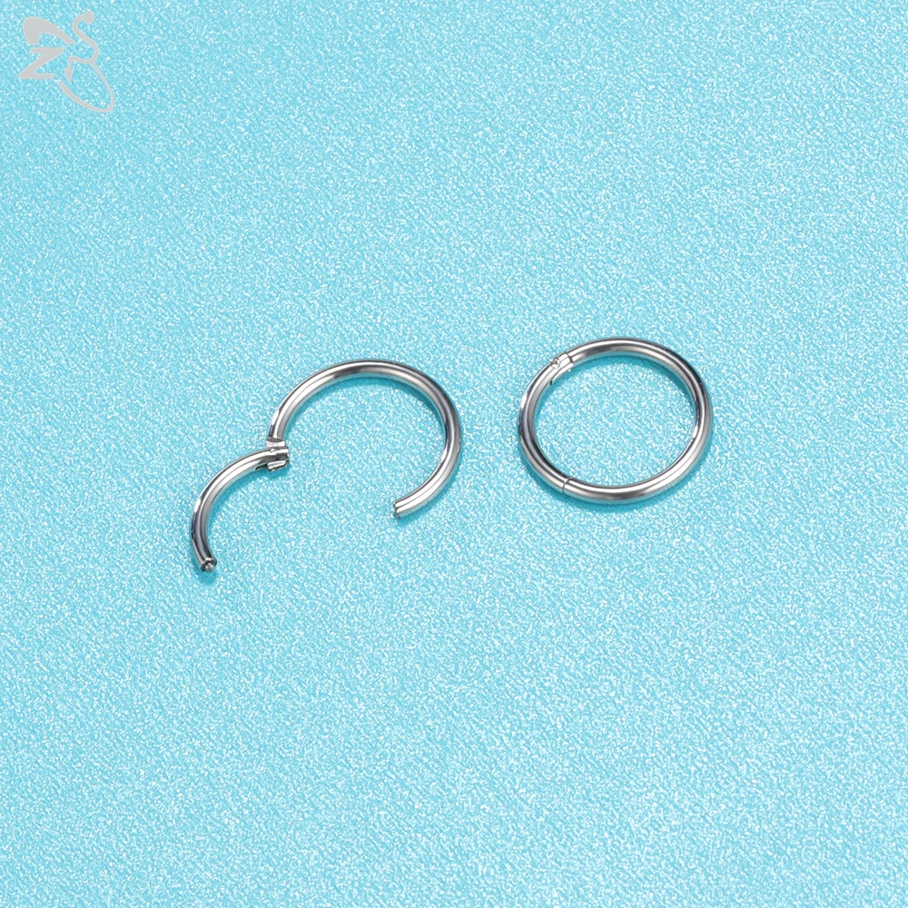 ZS 1 Piece 20/18/16g Hoop 316L Stainless Steel Nose Ring Round Clicker Ear Cartilage Tragus Helix Piercings Jewelry 6/7/8/9/10mm