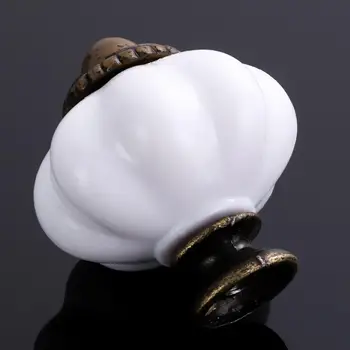 

white Pumpkin Shape Ceramic Drawer Pull Furniture Knobs Ceramic Closet Cupboard Door Knobs