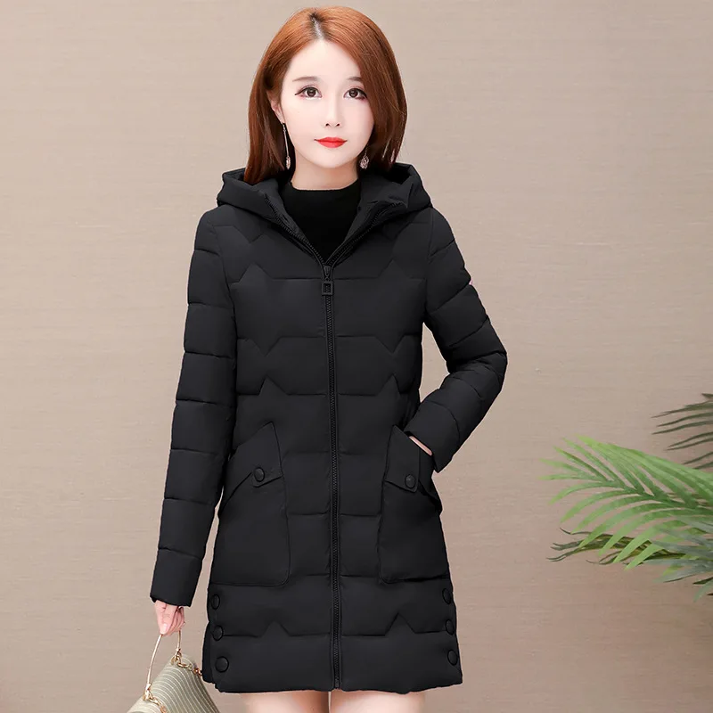 

Mid-length Simple Slim Fit Fashion Warm Cotton Coat 2019 Winter New Style Korean-style Slimming Commuting Versatile Cotton Overc