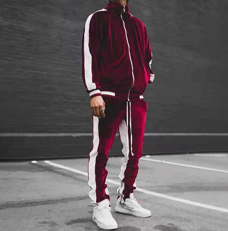 jogging suits for men Spring Autumn Men's Velvet Set Sport Suit Male Plus Velour Thick Hoodies+ Pants Warm Sweatshirt Sportswear Tracksuit For Men mens linen short sets