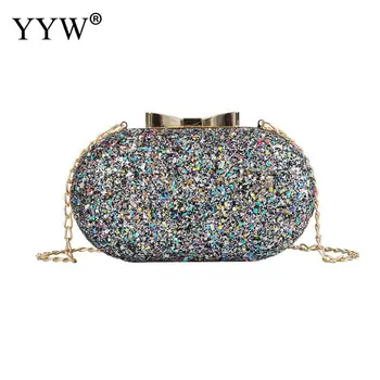 

Chain Crossbody Bags For Women Sequined Clutch Bag Evening Party Purse 2019 Fashion Mini Luxury Wedding Clutches Girl Handbag