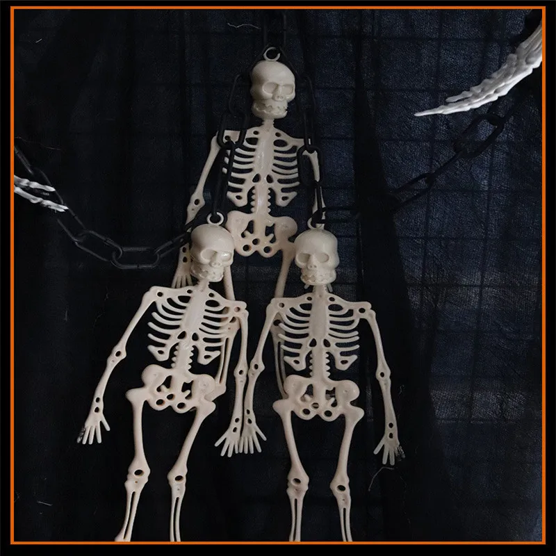 

34CM Halloween Gift Skeleton Horror Decoration Plastic Glow-in-the-dark Skeleton Imitation Hhuman Skeleton Pendant 3pcs/set Prop