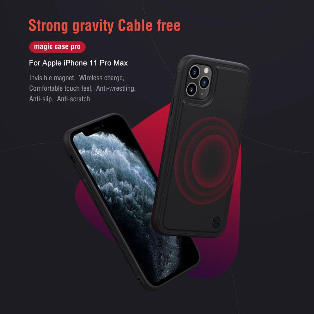 Чехол NILLKIN для iPhone 11 pro Max чехол с невидимым магнитом Беспроводная зарядка мягкий
