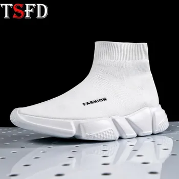

Thick Bottom Men Sneakers Slip-on Sport Shoes Ultralight Mens Running Shoes Big Size White Sports Shoe Summer Chaussure Homme V5