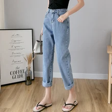 Весна Осень шаровары 9/10 длина свободные джинсовые капри укороченные джинсы для женщин s m l xl 2XL