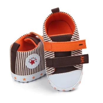 

New Style Casual Stripes Baby Canvas Shoes Anti-slip Breathable BABY'S Shoes Step Shoes 0-1-Year-Old
