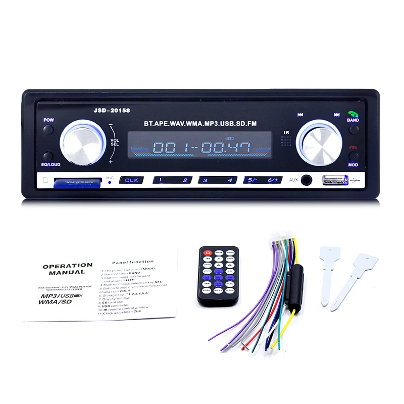 TOSPRA JSD-20158 авто стерео 1 Din автомагнитола 12 в bluetooth V2.0 FM Aux вход приемник автомобильный аудио SD USB MP3 MMC WMA