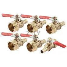 1/2 PT наружная резьба до 8 мм колючий шланг с хвостовым рычагом ручка латунный шаровой клапан 6 шт