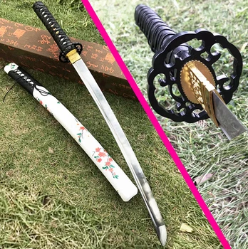 

High Performance Full Tang Spring Steel Blade Sharp Japanese Wakizashi Battle Knife Leather Saya Samurai Dao Sword Katana