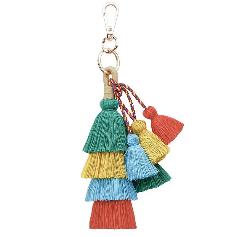 Ретро кисточкой сумка Шарм креативный Бохо ручной работы кисточкой брелок кольцо для ключей с сумочкой кулон сумка аксессуары - Цвет: 1