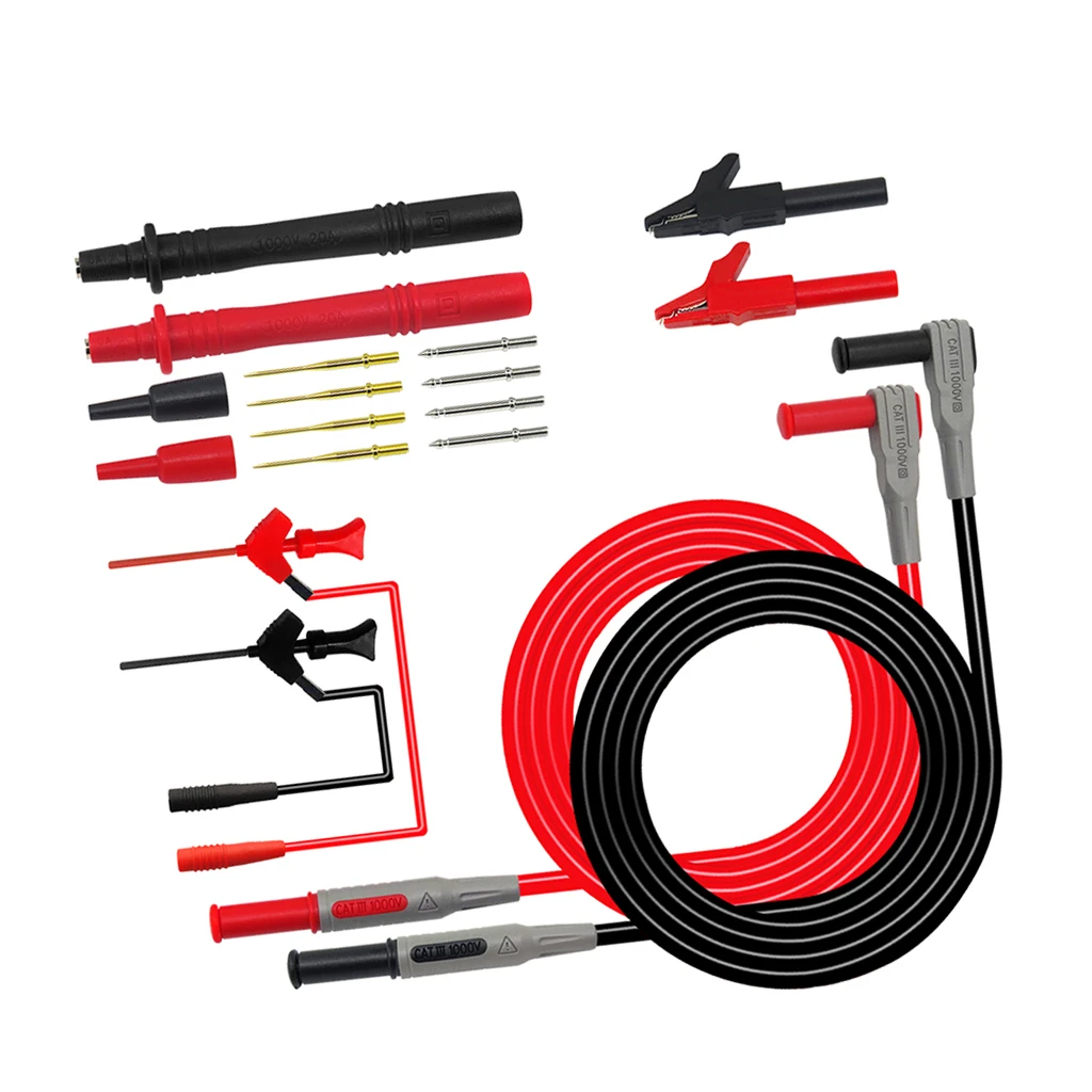 16pcs Digital Multimeter Probe Test Lead Cable Alligator Clip Kit