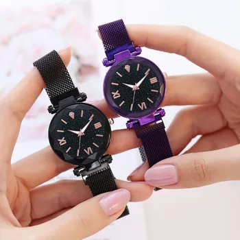 

Simple womens watches Romantic Starry Sky Diamond Watch For Couple Gifts Ladies Casual All-match Round Watch horloges vrouwen