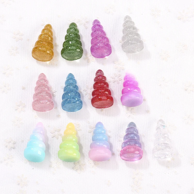 

5pcs 36*17mm Multicolor resin unicorn horn charms for Jewelry necklace pendant making resin cabochons for DIY decoration
