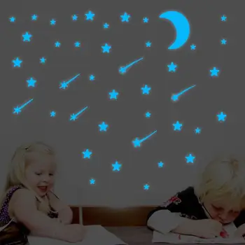 

103Pcs Luminous Moon Star Dot Wall Stickers Removable Creative Fluorescent Wall Stickers Ceiling Stickers Bedroom Decor