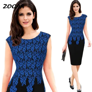 

ZOGAA Women Evening Party Dresses Dress 2020 Blue Lace New Style Package Hip Bodycon Knee-Length Formal Wrap Dresses