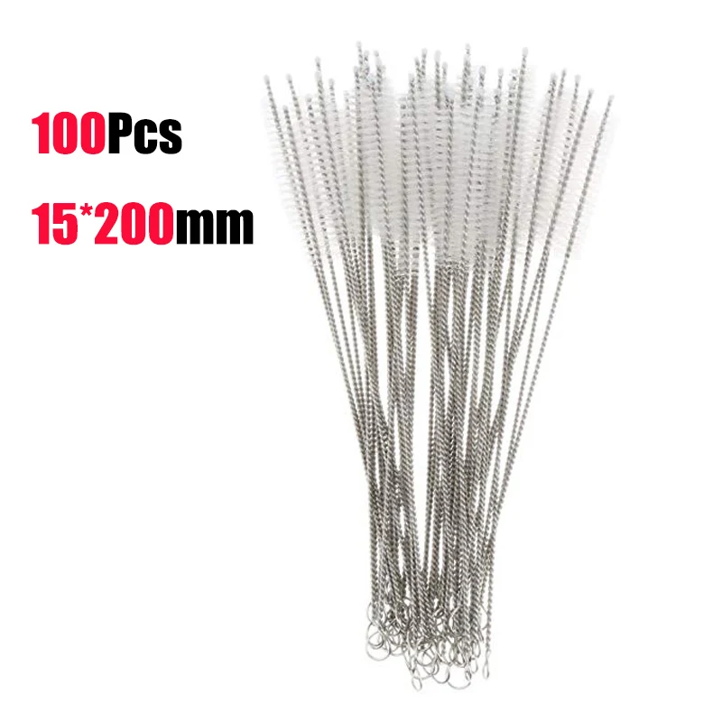 C 100pcs GOALONE 100 шт./компл. соломенная щетка для повторного использования Нержавеющая сталь пивная соломенная щетка для чистки Эко-дружественных нейлона Чистящая Щетка для соломы - Цвет: C 100pcs