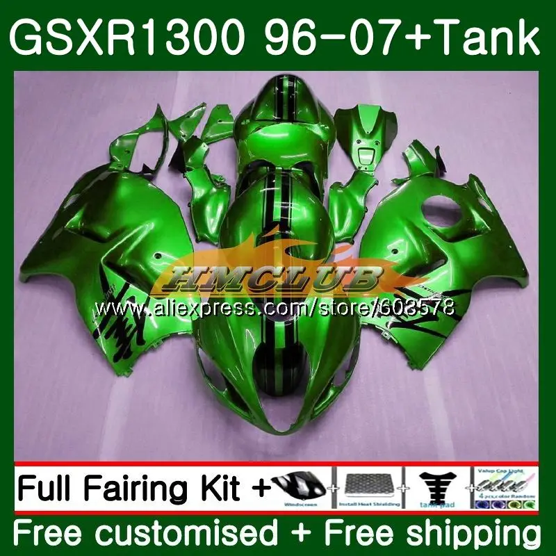 GSX R1300 для SUZUKI Hayabusa GSXR1300 96 02 03 04 05 06 07 Глянец зеленый 21CL. 136 GSXR 1300 2002 2003 2004 2005 2006 2007 обтекатель