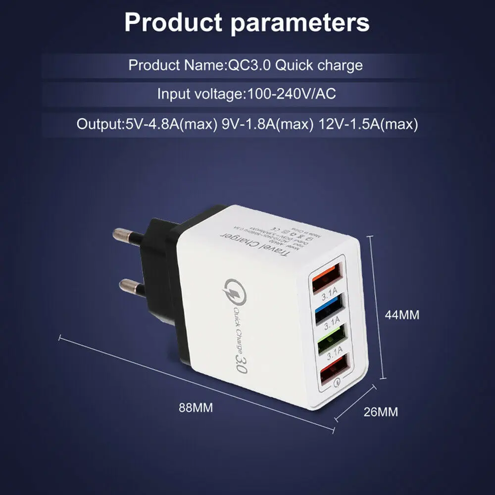USB 3 0 быстрое зарядное устройство для быстрой зарядки iPhone X 8 7 iPad быстрого