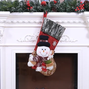 

1Pc 3D Elk Gift Candy Socks Holders Treat Bag Goodie Bag Table Decorations Xmas Stocking Hanging Christmas Tree Ornaments Snowma