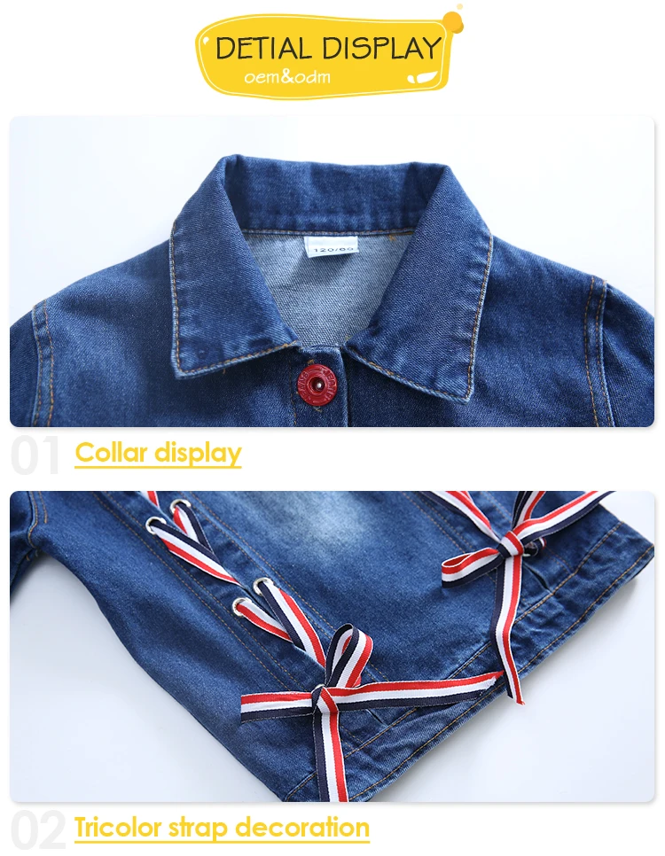 Модные дизайнерские бандажные дизайнерские джинсы, куртка детская ковбойская одежда детские ленты, джинсовая одежда для девочек, одноцветная куртка