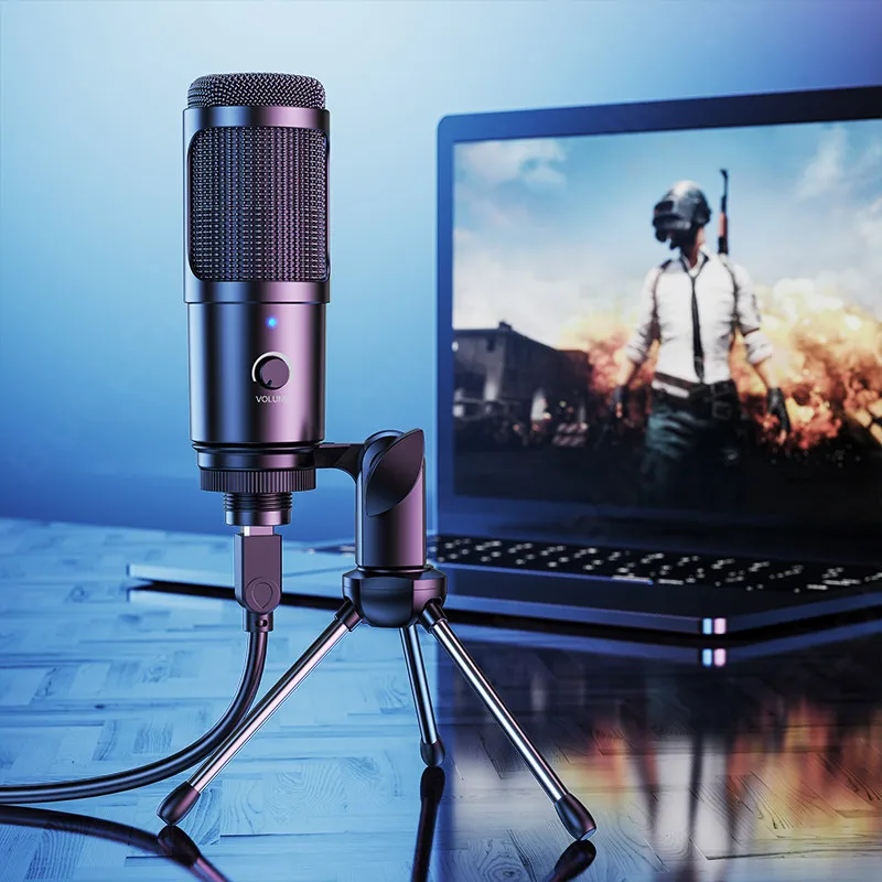 Металлический конденсаторный USB-микрофон для записи игровой микрофон ноутбука
