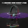 EKSA W1 Gaming Headset stand with 7.1 Surround/2 USB and 3.5mm Ports RGB Headphones Holder for Gamer Gaming PC Accessories Desk ► Photo 2/6