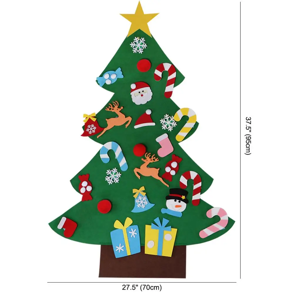 OurWarm DIY фетровая Рождественская елка для малышей с орнаментом, настенные подвесные украшения для детских игрушек, новогодние подарки, рождественские украшения - Цвет: 1Pcs DIY Tree